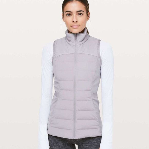 Lululemon Down For It All Vest- Dark Chrome Athletic Down Filled Vest- Size 6 - Picture 1 of 16